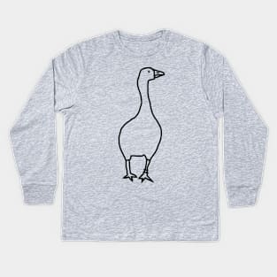 Minimal Gaming Goose Outline Kids Long Sleeve T-Shirt